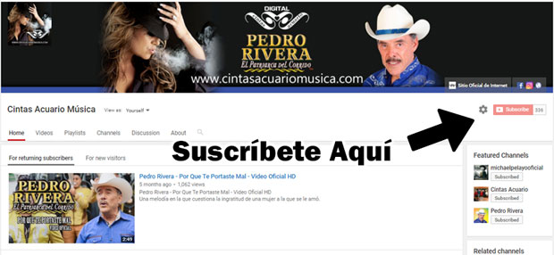 Suscribete al canal de cintas acuario en YouTube